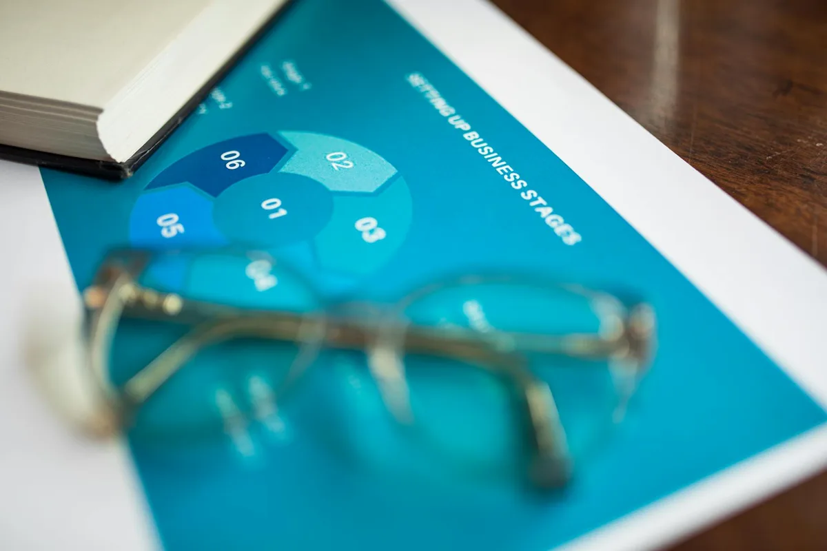 A person reviewing a business plan at a desk — structured evaluation, not brainstorming